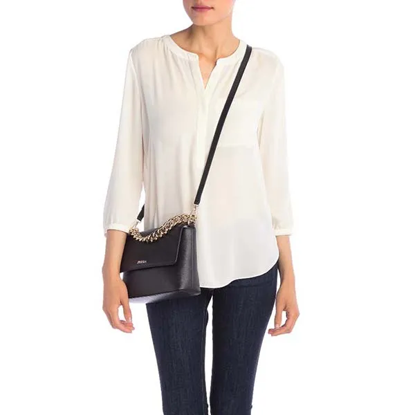 Túi Đeo Chéo Furla Gaya Small Top Handle Leather Shoulder Bag In Onyx Màu Đen