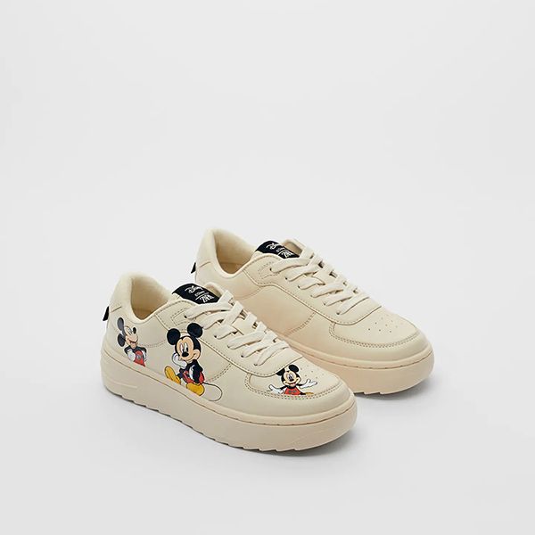 Giày Zara Mickey Mouse Disney Sneakers Màu Trắng Đục - 1