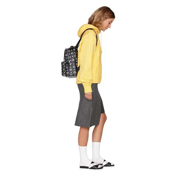 Balo MCM Stark Backpack in White Logo Visetos Màu Đen
