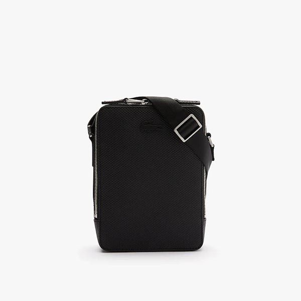 Túi Lacoste Men's Chantaco Matte Stitched Leather Vertical Camera Bag Màu Đen - 1
