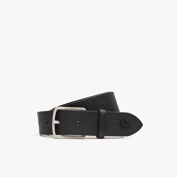 Thắt Lưng Men's Lacoste Engraved Buckle Texturised Leather Belt Màu Đen Size 100