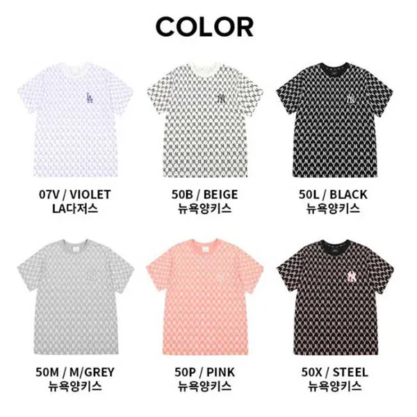 Áo Phông MLB Monogram Allover Overfit Short Sleeve T-Shirt New York Yankees Violet Màu Tím Size M