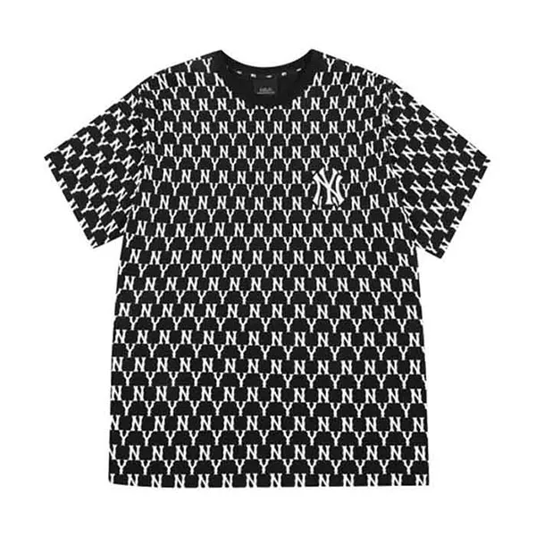 Áo Phông MLB Monogram Allover Overfit Short Sleeve T-Shirt New York Yankees Black Màu Đen Size XS - 1