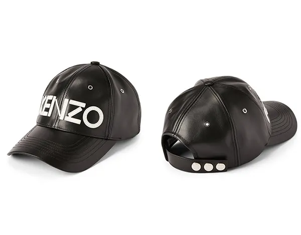 Mũ Kenzo Leather Cap With Logo Màu Đen