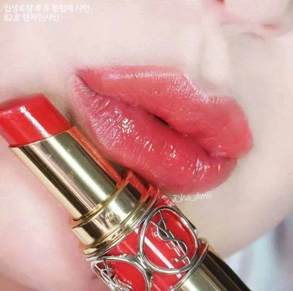 Son Dưỡng Yves Saint Laurent YSL Rouge Volupté Shine Màu 12 Corail Incandescent Màu Hồng Cam