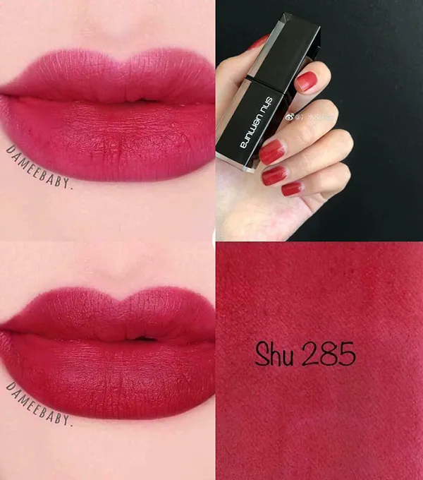 Son Shu Uemura Rouge Unlimited Supreme Matte 285 Vỏ Đen Màu Đỏ Mận - Son Môi - Vua Hàng Hiệu