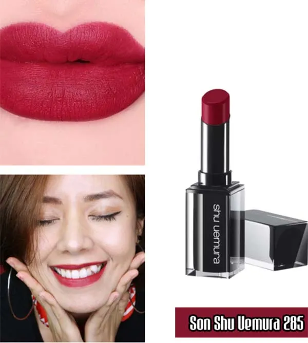 Son Shu Uemura Rouge Unlimited Supreme Matte 285 Vỏ Đen Màu Đỏ Mận - Son Môi - Vua Hàng Hiệu