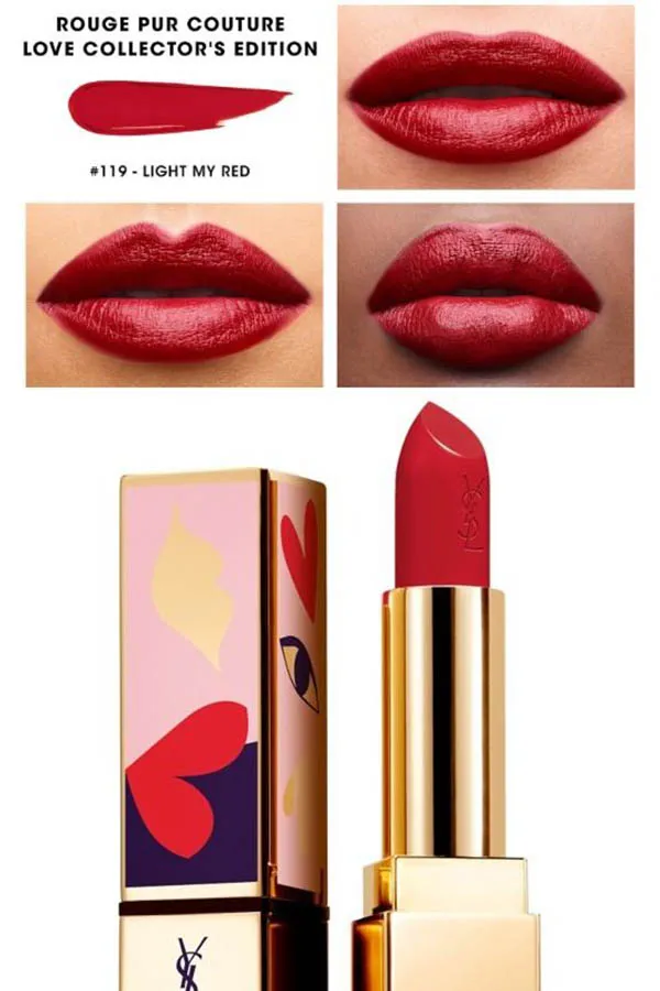 Son Yves Saint Laurent YSL Rouge Pur Couture Lipstick I Love You So Pop 119 Light My Red Màu Đỏ Berry