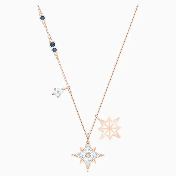 Set Dây Chuyền Khuyên Tai Swarovski Symbolic Star Pendant, White, Rose-Gold Tone Plated