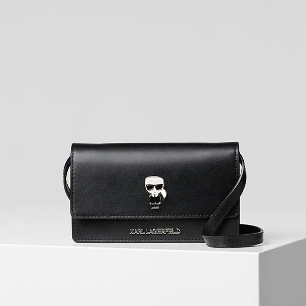 Túi Đeo Chéo Karl Lagerfeld K/Ikonik Flat Wallet Bag Màu Đen