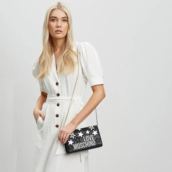 Túi Đeo Vai Moschino Star Clutch Shoulder Bag Màu Đen