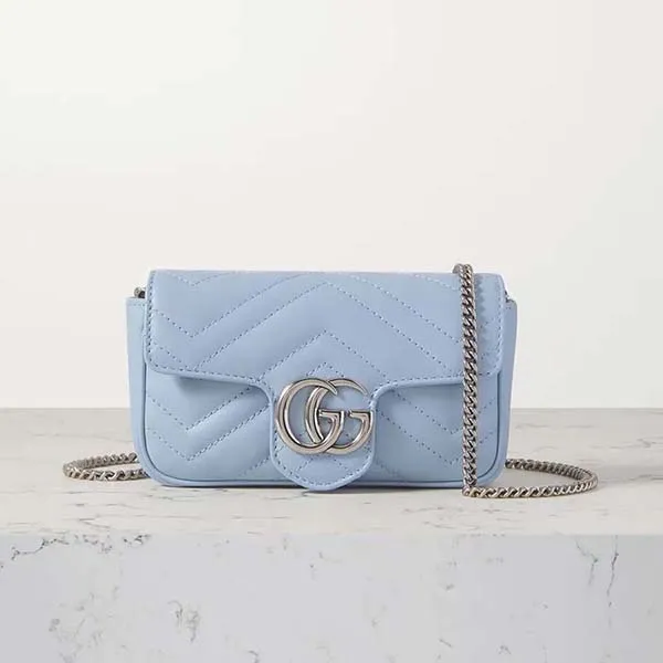 Túi Gucci Marmont Super Mini Quilted Leather Shoulder Bag Màu Xanh Blue - Túi xách - Vua Hàng Hiệu