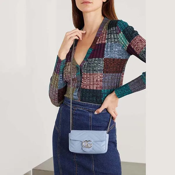 Túi Gucci Marmont Super Mini Quilted Leather Shoulder Bag Màu Xanh Blue - Túi xách - Vua Hàng Hiệu