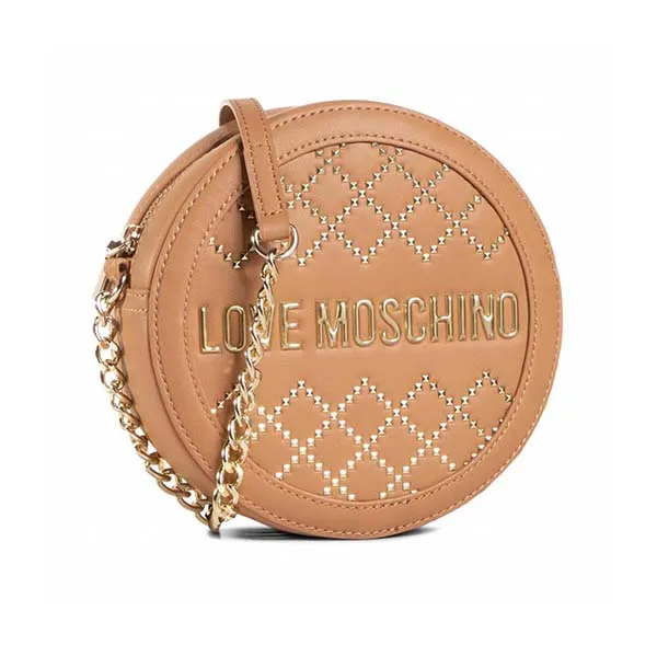 Túi Moschino Woven Gold Studs Shoulder Bag Synthetic Màu Nâu - Túi xách - Vua Hàng Hiệu