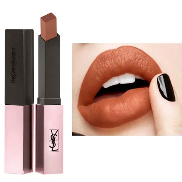 Son Yves Saint Laurent YSL Rouge Pur Couture The Slim Glow Matte 210 Nude Our Of Line Màu Cam Đất