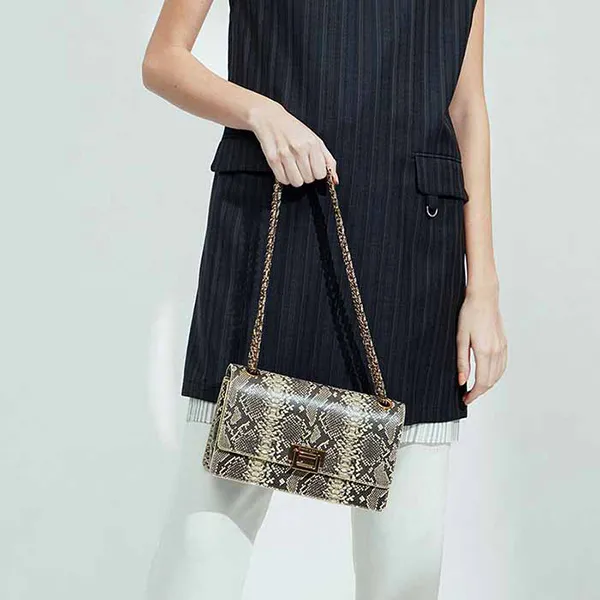 Túi Xách Nữ Charles & Keith CNK Snake Print Chain Strap Shoulder Bag 20840206 Họa Tiết Da Rắn