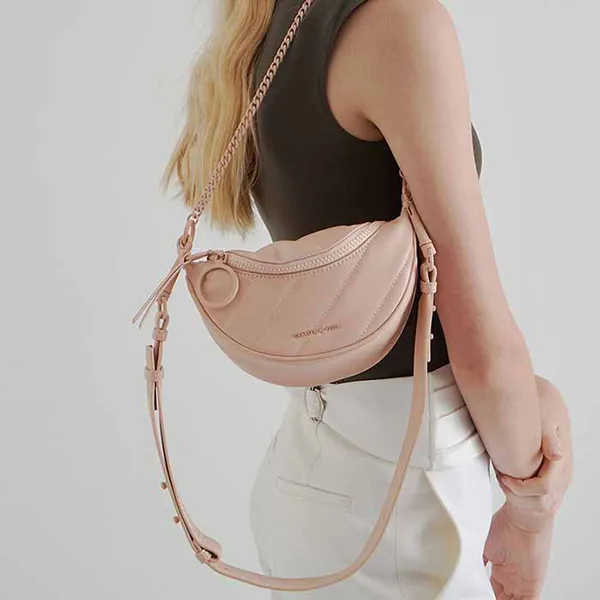 Túi Đeo Vai Nữ Charles & Keith CNK Half Moon Crossbody Bag CK2-80150954-1 Màu Hồng