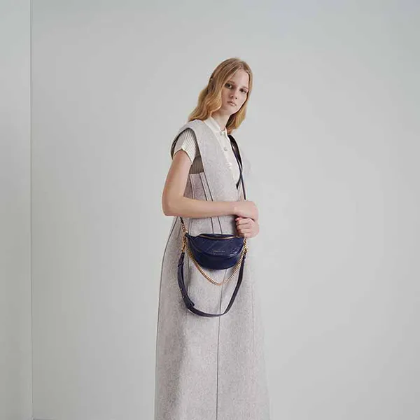 Túi Đeo Vai Nữ Charles & Keith CNK Half Moon Crossbody Bag CK2-80150954-1 Màu Xanh Blue