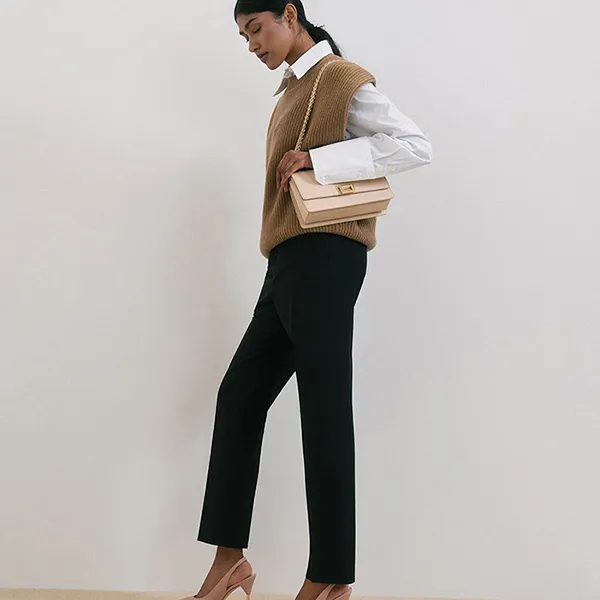 Túi Xách Nữ Charles & Keith CNK Chain Strap Push-Lock Shoulder Bag 20840219-6 Màu Hồng Nude