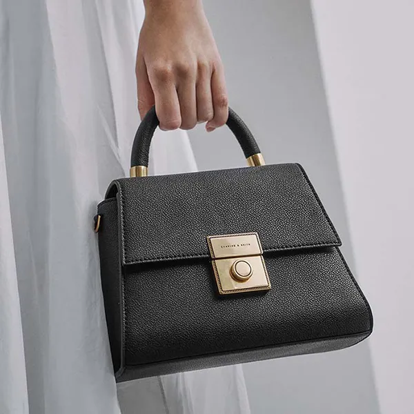 Túi Nữ Charles & Keith CNK Trapeze Top Handle Bag Màu Đen