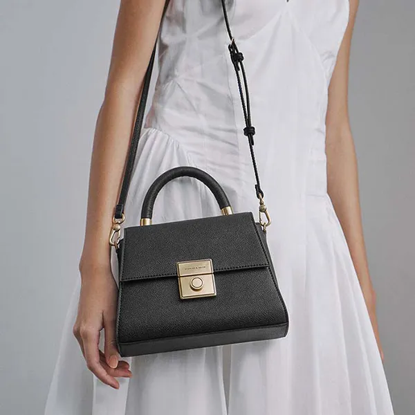 Túi Nữ Charles & Keith CNK Trapeze Top Handle Bag Màu Đen