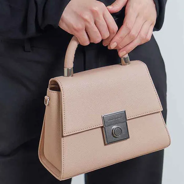 Túi Nữ Charles & Keith CNK Trapeze Top Handle Bag Màu Hồng