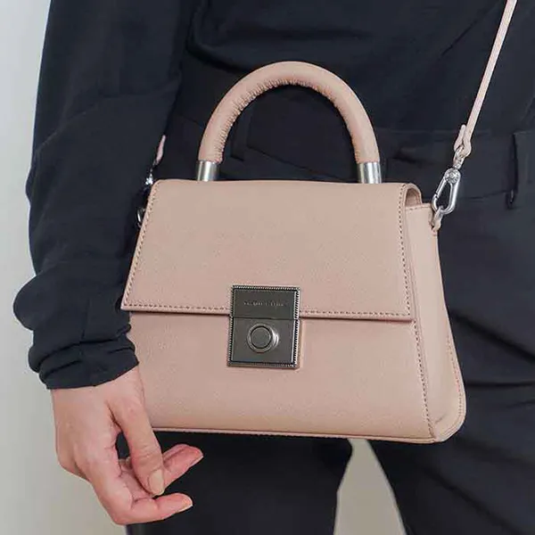 Túi Nữ Charles & Keith CNK Trapeze Top Handle Bag Màu Hồng