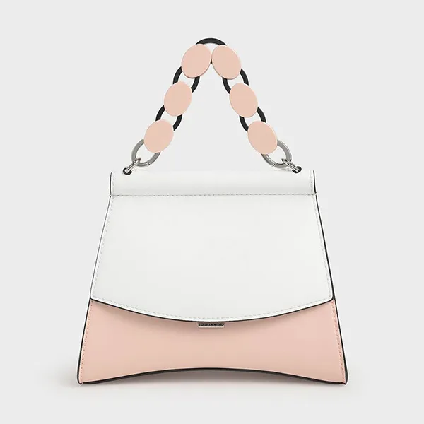 Túi Cầm Tay Nữ Charles & Keith CNK Acrylic Handle Sculptural Bag CK2-50781168 Màu Trắng - Hồng