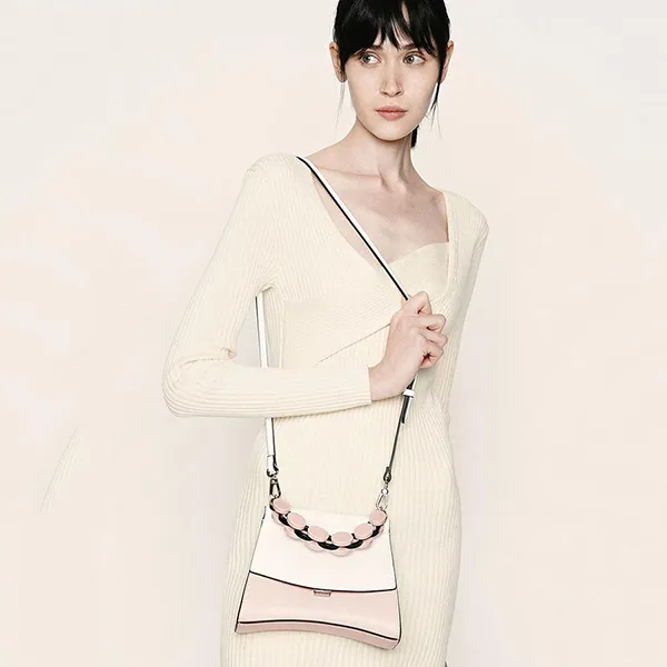 Túi Cầm Tay Nữ Charles & Keith CNK Acrylic Handle Sculptural Bag CK2-50781168 Màu Trắng - Hồng
