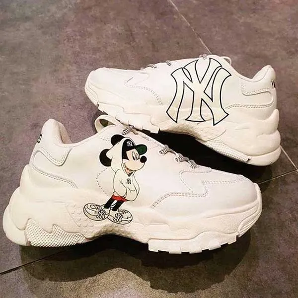 Giày Sneaker MLB Big Bull Chunky Mickey New New York Yankees Màu Trắng Size 260