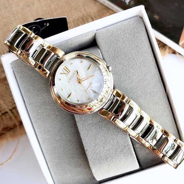 Đồng Hồ Citizen Eco Drive Sunrise Mother Of Pearl Dial Watch EM0337-56D - 1