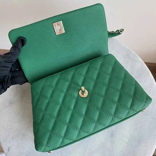 Chanel Mini Coco Handle Flap Bag In Green Caviar  Hàng hiệu 11 HVip