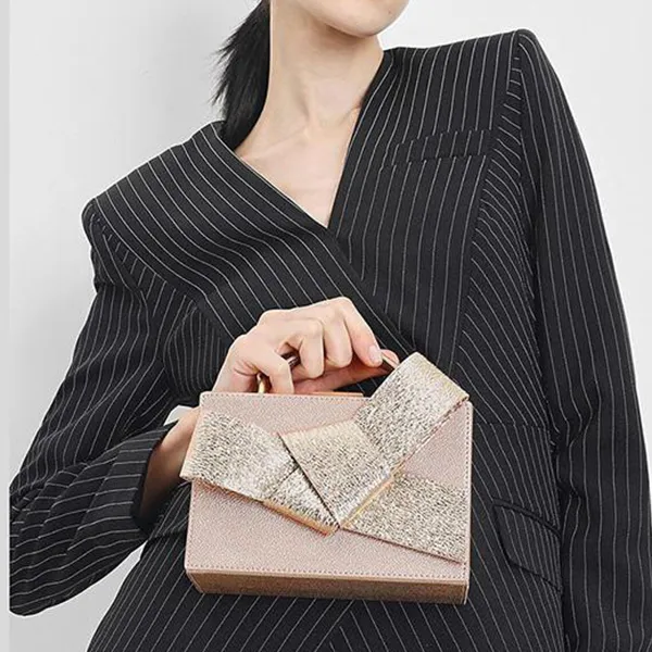 Túi Nữ Charles & Keith CNK Metallic Ribbon Top Handle Bag CK2-50700838 Màu Hồng