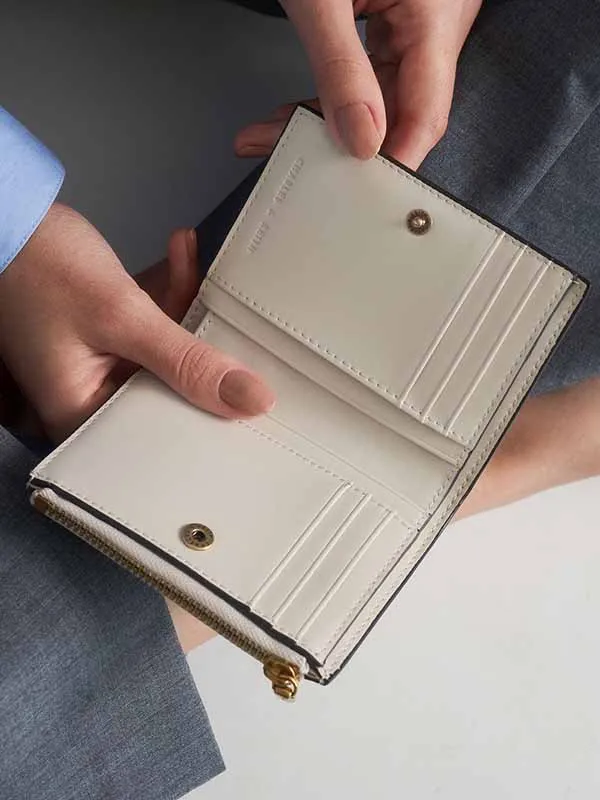 Ví Nữ Charles & Keith CNK Mini Top Zip Small Wallet Ivory CK6-10680907 Màu Trắng Sữa