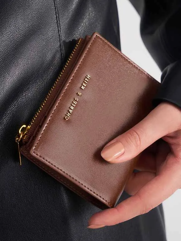 Ví Nữ Charles & Keith CNK Mini Top Zip Small Wallet Chocolate 10680907 Màu Nâu