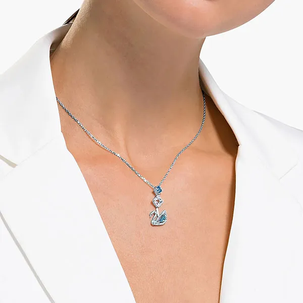 Dây Chuyền Swarovski Dazzling Swan Necklace, Blue, Rhodium Plated 5530625