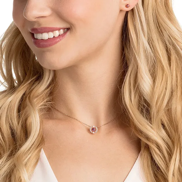 Set Dây Chuyền Và Khuyên Tai Swarovski Sparkling Dance Round Setred, Rose-Gold Tone Plated - Trang sức - Vua Hàng Hiệu