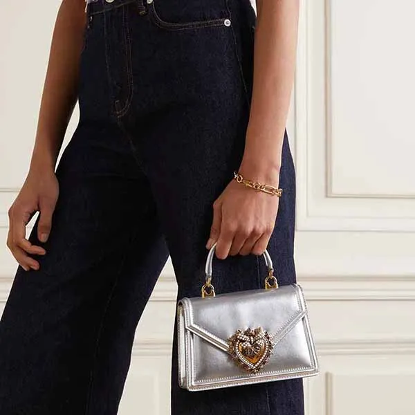 Túi Xách Nữ Dolce & Gabbana D&G Mini Devotion Top-Handle Bag Màu Bạc - Túi xách - Vua Hàng Hiệu