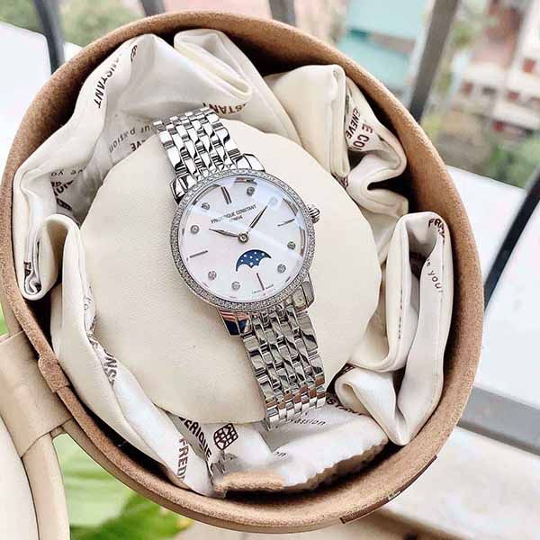 Đồng Hồ Frederique Constant Slimline Moonphase Mother Of Pearl Diamond Dial Watch FC-206MPWD1SD6B - 3