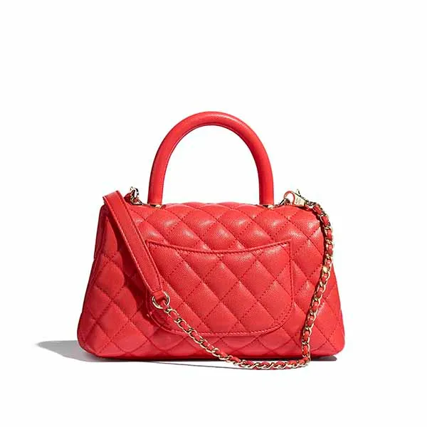 Túi Xách Chanel Flap Bag With Top Handle Grained Calfskin & Gold-Tone Metal Red Màu Đỏ