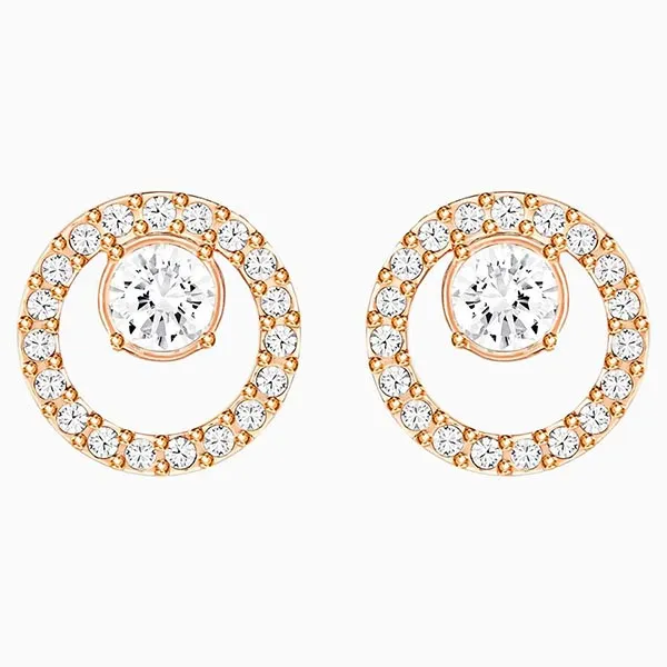Khuyên Tai Swarovski Creativity Circle Pierced Earrings, White, Rose-Gold Tone Plated 5199827 - Trang sức - Vua Hàng Hiệu