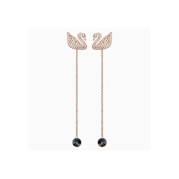 Khuyên Tai Swarovski Iconic Swan Pierced Earrings, Brown, Rose-Gold Tone Plated - Trang sức - Vua Hàng Hiệu