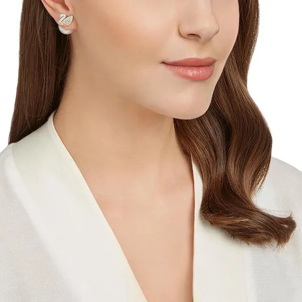 Khuyên Tai Swarovski Iconic Swan Pierced Earrings, Multi-Colored, Rhodium Plated
