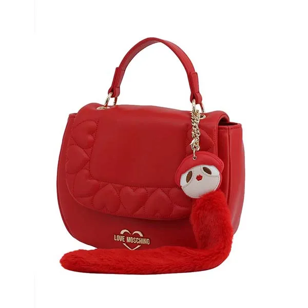Túi Xách Love Moschino Red Faux Leather Heart Embossed Top Handle Bag Màu Đỏ
