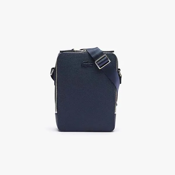 Túi Lacoste Men's Chantaco Matte Stitched Leather Vertical Camera Bag Màu Xanh Navy