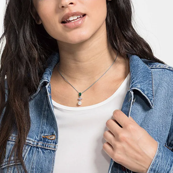 Set Dây Chuyền Và Khuyên Tai Swarovski Neues Set Von Perfection Grun Kette Und Ohrringe