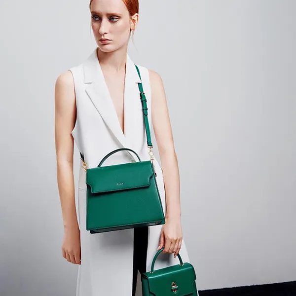 Túi Xách Pedro Mini Top Handle Leather Bag Màu Xanh Green