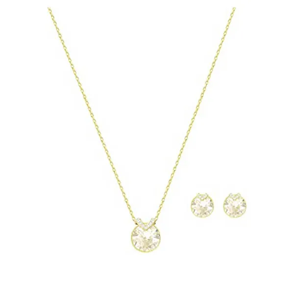 Set Dây Chuyền Và Khuyên Tai Swarovski Bella V Set, Golden/Gold, Rhodium Plated