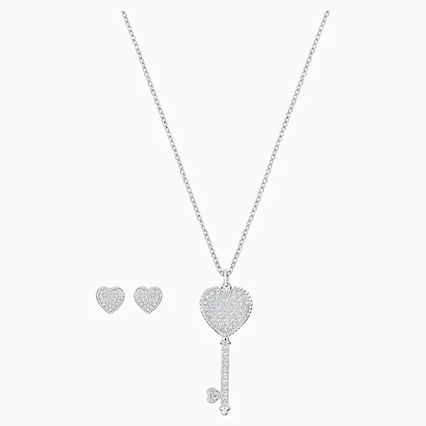 Set Dây chuyền Và Khuyên Tai Swarovski Engaged Set, Small, White 5225368