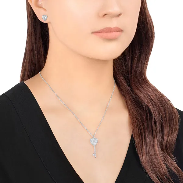 Set Dây chuyền Và Khuyên Tai Swarovski Engaged Set, Small, White 5225368